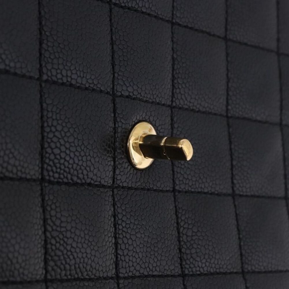 Chanel Coco Top Handle Quilted Caviar With Lizard Black Leather Handbag - Picture 14 of 16